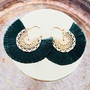 NEW Bohemian Fan Shaped Tassel Earrings Handmade